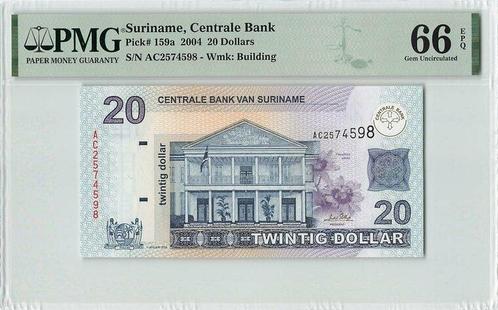 2004 Suriname P 159a 20 Dollars Pmg 66 Epq, Timbres & Monnaies, Billets de banque | Europe | Billets non-euro, Envoi