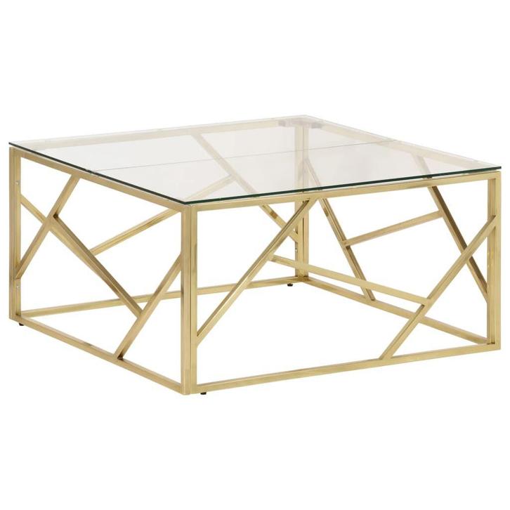 Gouden Salontafel Glas | Retour Deal | 47% Korting!, Huis en Inrichting, Tafels | Salontafels, 50 tot 100 cm, Nieuw, Metaal, Minder dan 50 cm