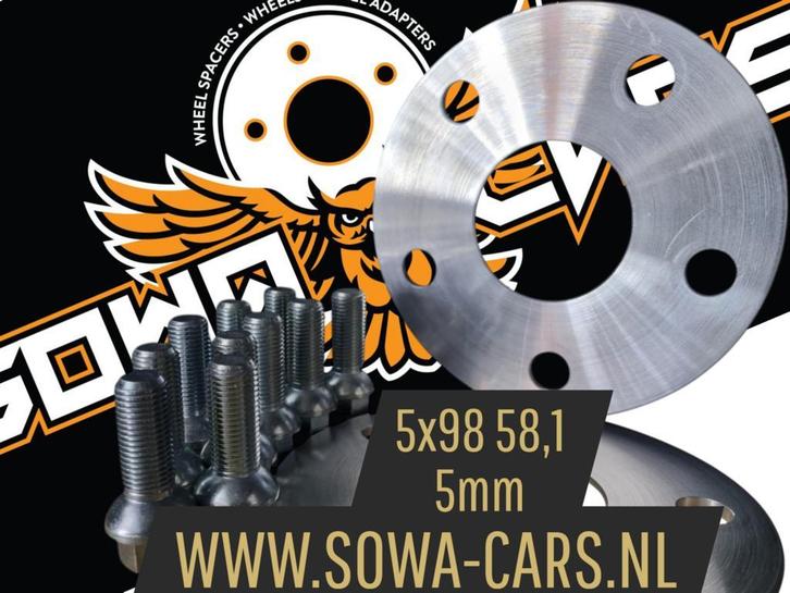 Spacers 5mm Alfa Fiat Opel 5x98 58.1 Spoorverbreders, Auto diversen, Tuning en Styling, Ophalen of Verzenden