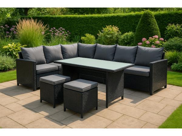 Veiling - Bordano Loungeset (Inclusief alle zit en rugkussen, Tuin en Terras, Tuinsets en Loungesets