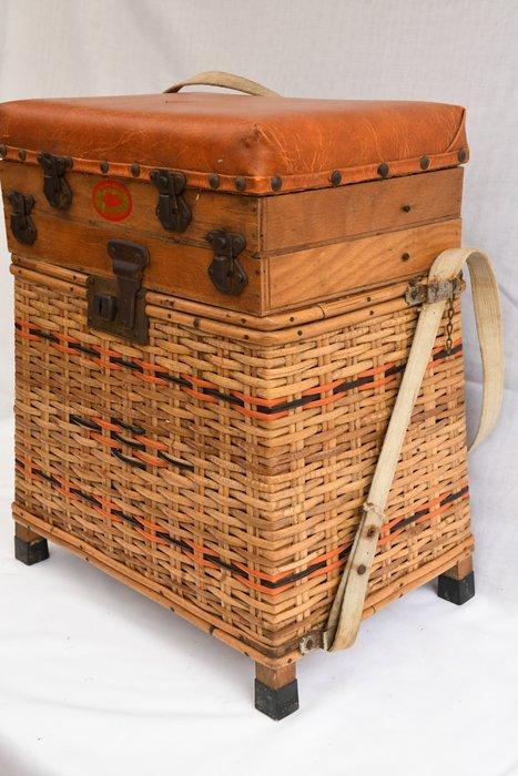 Opbergkoffer - hout/riet - Viskoffer, Antiek en Kunst, Curiosa en Brocante