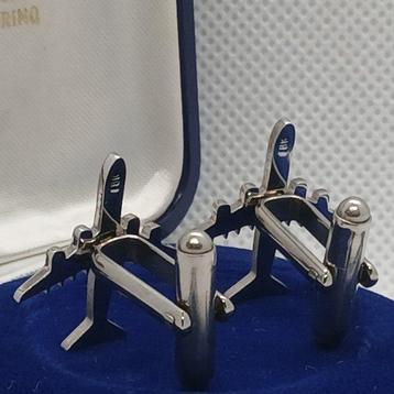 Or blanc laminé (18 carats). - Boutons de manchette - Pilote