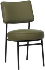 Olijfgroene leren moderne retro eetkamerstoel - Toledo Leer, Overige kleuren, Klassiek, Nieuw, Leer