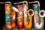 John Joseb Art schilderij saxofoons, muziek, abstract, kunst, Oorspronkelijke maker, Verzenden, Nieuw, Schilderij