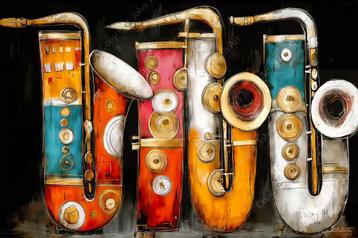 John Joseb Art schilderij saxofoons, muziek, abstract, kunst beschikbaar voor biedingen