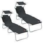 Ligbed inklapbaar zwart | Retour Deal | Zonnekloppers! 57..., Tuin en Terras, Verzenden, Nieuw, Metaal