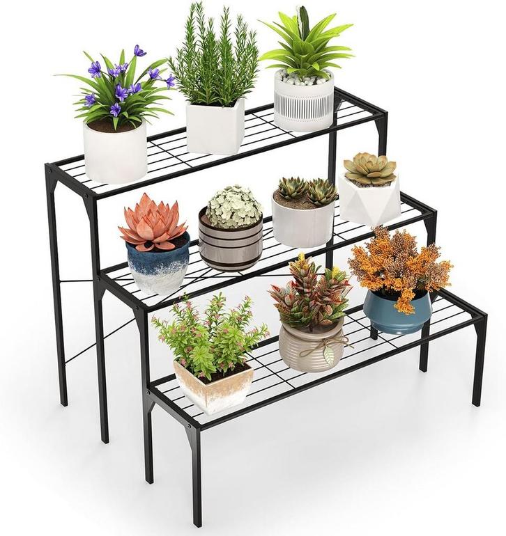 Plantenrek - Plantentafel - Bloementrap - Bloemenrek - Zwart, Tuin en Terras, Bloembakken en Plantenbakken, Nieuw, Verzenden