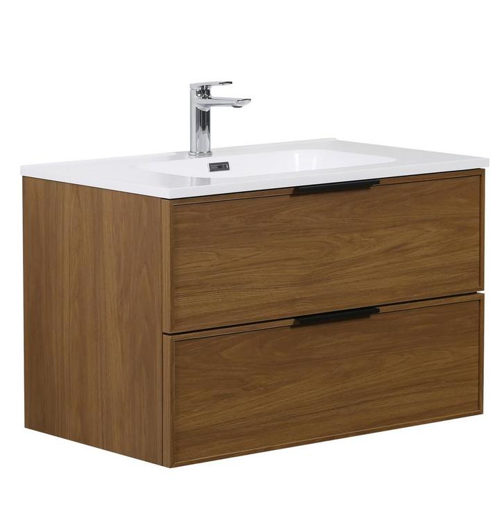 Badkamermeubel Set Luxor 80cm Walnoot Badmeubel, Huis en Inrichting, Badkamer | Badkamermeubels, Nieuw, Verzenden