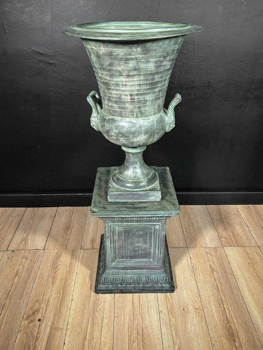 Vaas - Aardewerk - Vaas in geglazuurde terracotta met voet, Antiek en Kunst, Curiosa en Brocante