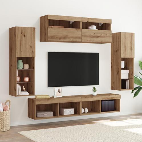 vidaXL TV-wandkasten met LED-verlichting 2 stuks, Huis en Inrichting, Kasten |Televisiemeubels, Nieuw, Verzenden