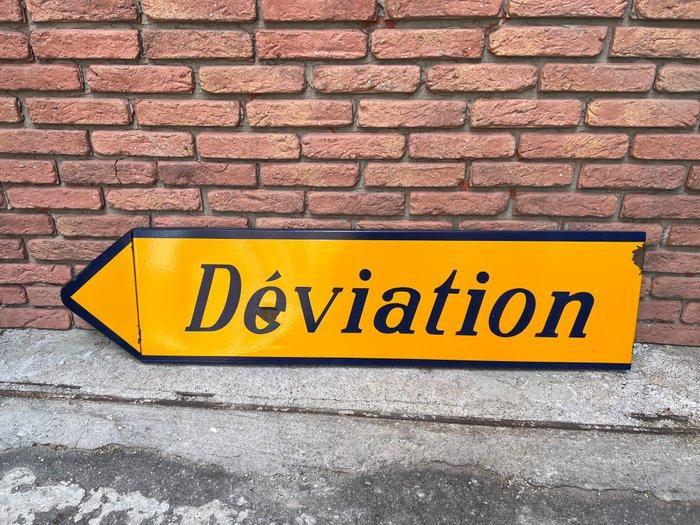 Emaille bord - Oude geglazuurde wegwijzer Déviation –, Antiek en Kunst, Curiosa en Brocante