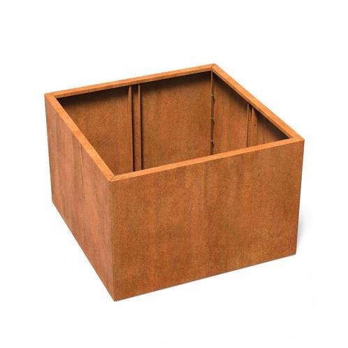 Cortenstaal plantenbak ‘Connect’ 120x120x80cm - Met bodem, Tuin en Terras, Bloembakken en Plantenbakken, 60 cm of meer, 100 cm of meer
