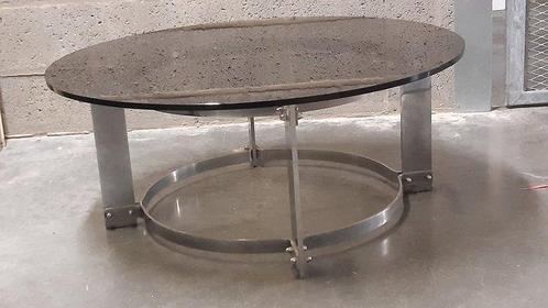 Salontafel - Glas, Metaal - verchroomd metalen onderstel met, Antiek en Kunst, Kunst | Designobjecten