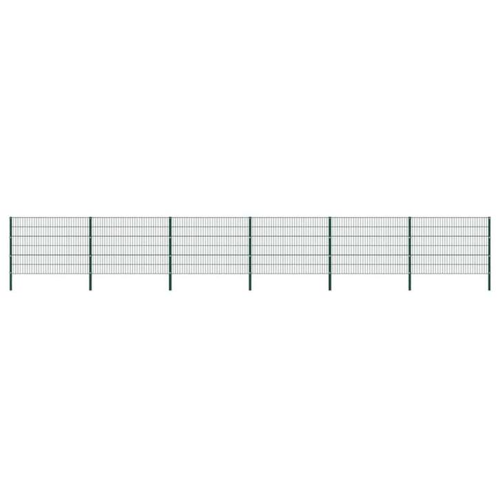 vidaXL Schuttingpaneel met palen ijzer 1040x120 cm groen, Tuin en Terras, Tuinhekken en Hekwerk, Nieuw, Verzenden