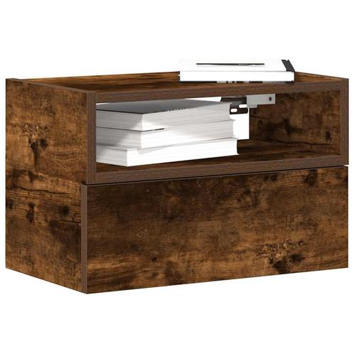 vidaXL Nachtkastje wandgemonteerd 45x26x28,5 cm gerookt, Huis en Inrichting, Slaapkamer | Nachtkastjes, Nieuw, Verzenden