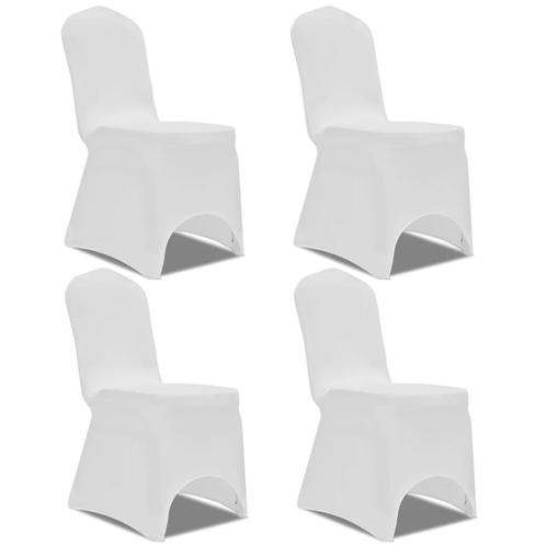 vidaXL Housse de chaise extensible 4 pcs Blanc, Jardin & Terrasse, Chaises de jardin, Neuf, Envoi