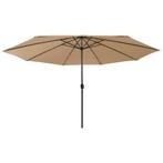 Parasol 400cm Taupe met LED | OP = OP | Zomerdeal, Tuin en Terras, Parasols, Verzenden, Nieuw, Meer dan 4 meter, Stokparasol