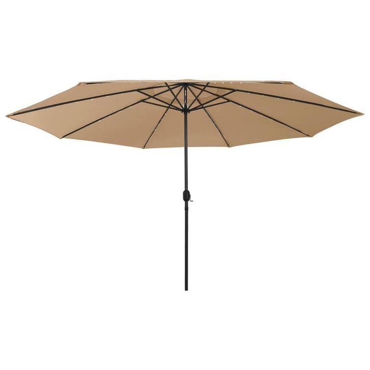 Parasol 400cm Taupe met LED | OP = OP | Zomerdeal, Tuin en Terras, Parasols, Meer dan 4 meter, Nieuw, Stokparasol, Verzenden