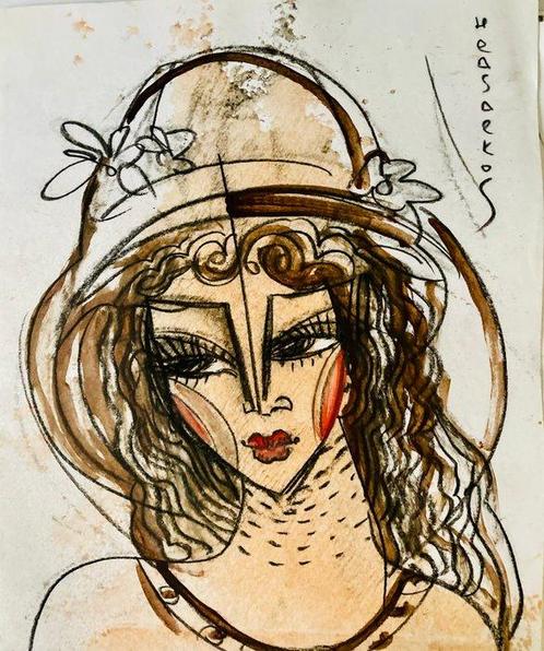 Hrasarkos (1975) - Portrait, Antiek en Kunst, Kunst | Schilderijen | Klassiek