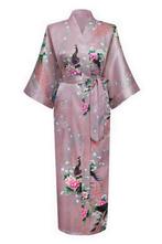 KIMU® Kimono Mauve 7/8 XS-S Yukata Satijn Boven dekel Lange, Nieuw, Ophalen of Verzenden