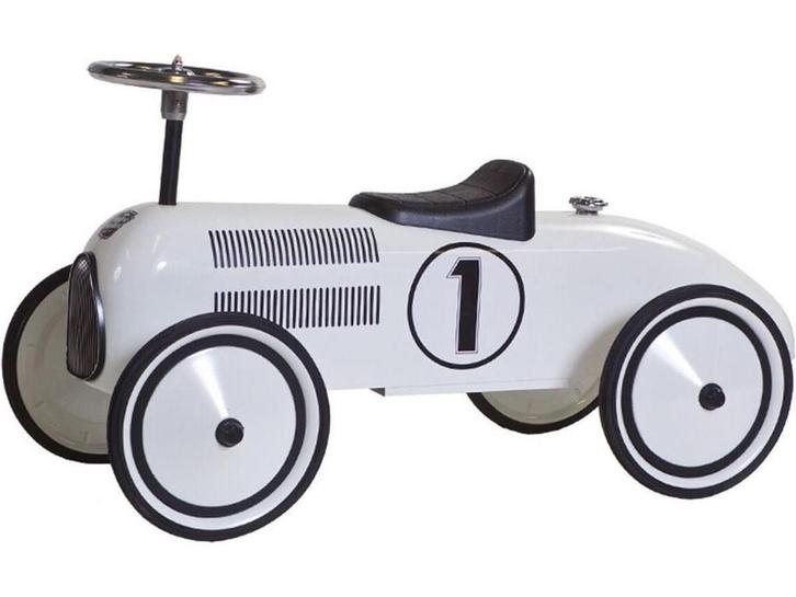 Retro Roller Lewis - Loopauto - Metalen wielen - Wit, Huis en Inrichting, Woonaccessoires | Overige, Nieuw, Verzenden