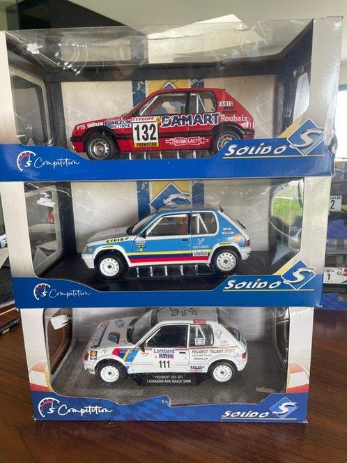 Solido 1:18 - Modelauto  (3) - Set 3 x Peugeot 205 WRC, Hobby en Vrije tijd, Modelauto's | 1:5 tot 1:12