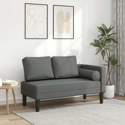 vidaXL Chaise longue met kussens stof donkergrijs, Huis en Inrichting, Zetels | Zetels en Chaises Longues, Nieuw, Verzenden