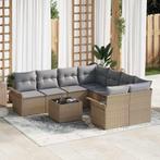 vidaXL Tuinbank Set 9 pcs Beige Poly rattan, Verzenden, Nieuw