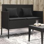 vidaXL Tuinbank met kussens poly rattan zwart, Tuin en Terras, Verzenden, Nieuw