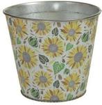 Bloemenpot Metal Flowerpot round bloemetjes, Nieuw