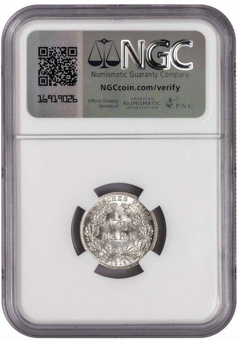 Allemagne. Wilhelm II. 1/2 Mark 1914 - NGC MS64, Postzegels en Munten, Munten | Europa | Niet-Euromunten