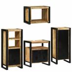 vidaXL Badkamermeubel Set met opslag 4 pcs Bruin Massief, Verzenden, Nieuw