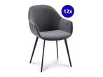 Veiling - Armstoel Cal (set van 12) Velvet - Velours - Grijs, Nieuw