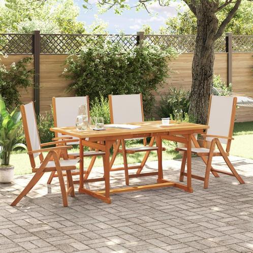 vidaXL 5-delige Tuinset massief acaciahout en textileen, Tuin en Terras, Tuinsets en Loungesets, Tuinset, Nieuw, Verzenden