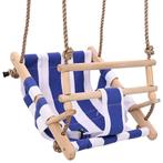 vidaXL Babyschommel met veiligheidsgordel katoen hout blauw, Kinderen en Baby's, Verzenden, Nieuw