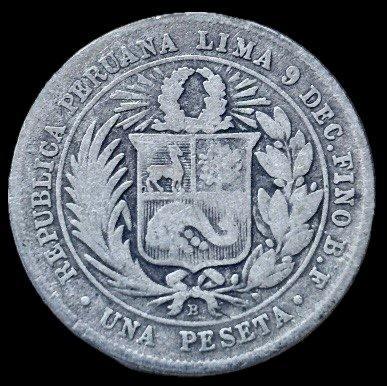 Peru. 1 Peseta - 1880 - (R1202) (Zonder Minimumprijs), Postzegels en Munten, Munten | Europa | Niet-Euromunten