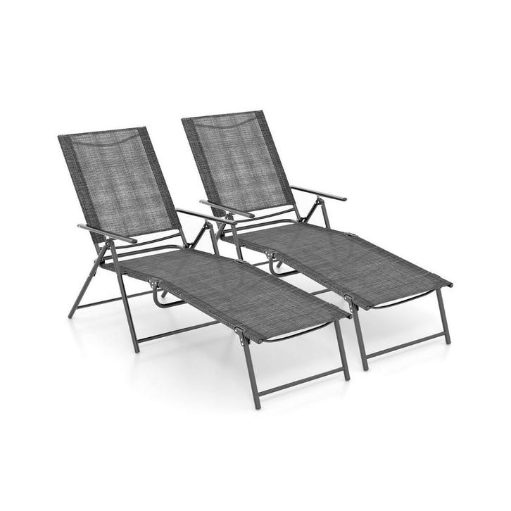 2dekans | Coast Set van 2 Ligstoelen - Opvouwbaar - Grijs -, Jardin & Terrasse, Ensembles de jardin, Enlèvement ou Envoi