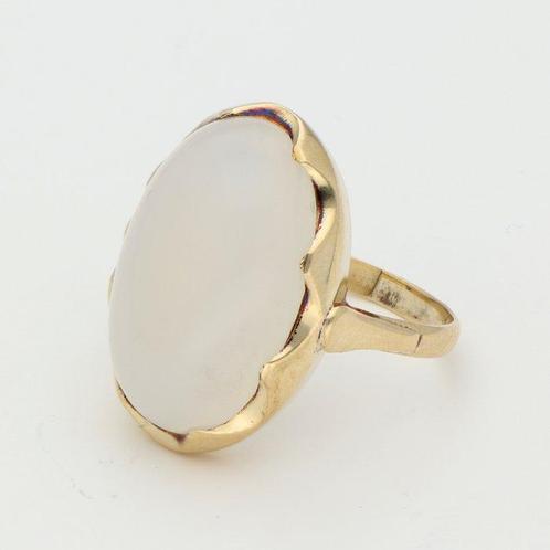 Zonder Minimumprijs - Ring - 14 karaat Geel goud - Maansteen, Handtassen en Accessoires, Ringen