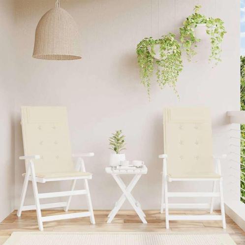 vidaXL Stoelkussens 2 st hoge rug oxford stof crèmekleurig, Huis en Inrichting, Woonaccessoires | Kussens, Nieuw, Verzenden