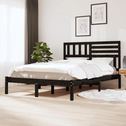 vidaXL Bedframe massief grenenhout zwart 140x200 cm, Maison & Meubles, Chambre à coucher | Lits, Envoi