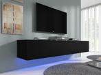 Meubella tv-meubel Dario mat zwart 180cm met LED, Maison & Meubles, Armoires | Mobilier de télévision, Verzenden