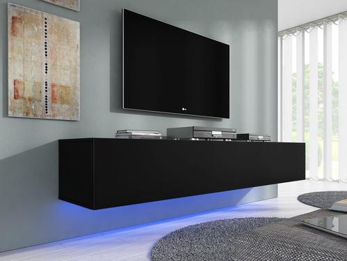 Meubella tv-meubel Dario mat zwart 180cm met LED, Huis en Inrichting, Kasten |Televisiemeubels, 25 tot 50 cm, Nieuw, 150 tot 200 cm