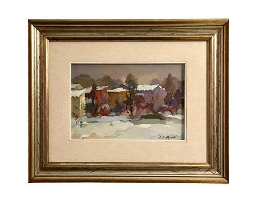 Giacomo Malfanti (1907-1998) - La neve in paese, Antiek en Kunst, Kunst | Schilderijen | Klassiek