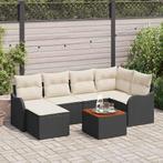 vidaXL Tuinbank Set 7 pcs Zwart Poly rattan, Tuin en Terras, Tuinsets en Loungesets, Verzenden, Nieuw