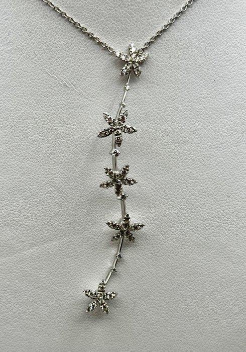 Collier - 18 carats Or blanc - Diamants taille brillant, Handtassen en Accessoires, Kettingen