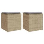 vidaXL Tuinkrukken met kussens 2 st 40x40x43 cm poly rattan, Verzenden, Nieuw
