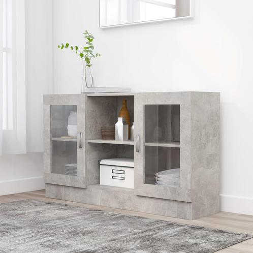 vidaXL Vitrinekast 120x30,5x70 cm bewerkt hout betongrijs, Huis en Inrichting, Kasten | Dressoirs, Nieuw, Verzenden