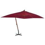 vidaXL Zweefparasol met houten paal 400x300 cm bordeauxrood, Verzenden