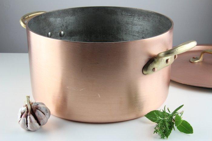 Kookpan - Koper, Messing, Tin - 9 liter - Restaurant, Antiek en Kunst, Antiek | Keukengerei