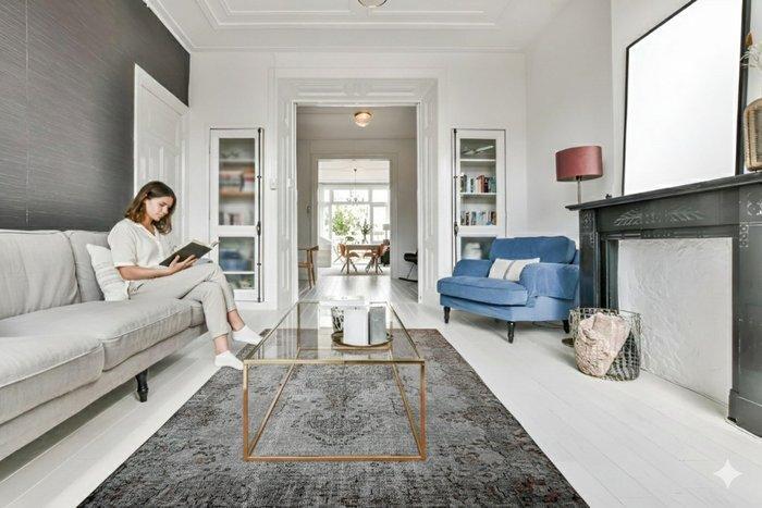 Grijs vintage - Vloerkleed - 265 cm - 160 cm - met, Huis en Inrichting, Stoffering | Tapijten en Vloerkleden